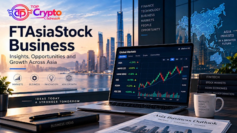 FTAsiaStock business insights with Asian city skyline, financial market chart, and technology workspace